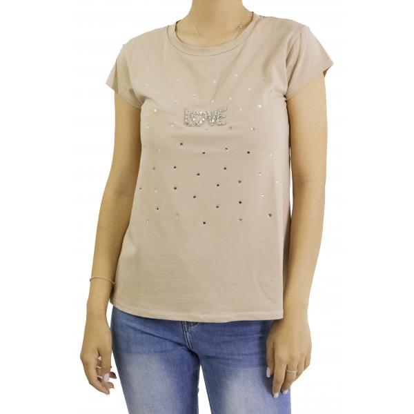 t shirt love con brillantini 